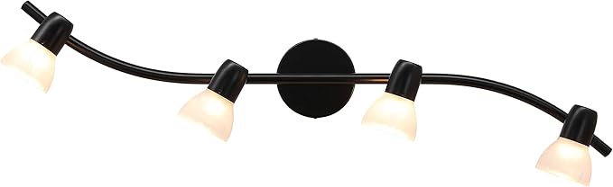 XiNBEi Lighting Track Lighting, 4 Light Modern Black Curved Kitchen Track Ceiling Light Fixtures XB-TR1223-4-MBK