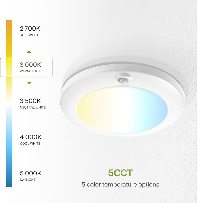 ASD 6 Pack Motion Sensor LED Disk Lights 6 Inch, 15W 5CCT 2700-5000K 1149LM CRI90+, Indoor Ceiling Flush Mount Light Fixture, Low Profile Lighting for Closet, Hallway, Pantry, Porch, Garage, White, UL