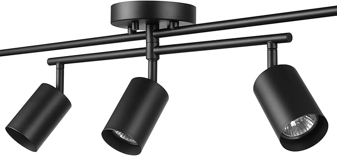 Globe Electric 5-Light Track Lighting, Matte Black, Center Swivel Bar, Adjustable Shades, Dimmable, 64000052