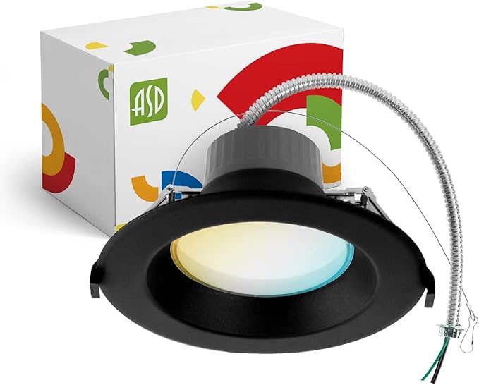 ASD 6 Inch Commercial Canless LED Downlight, Power Adjustable 10/15/22W Lighting, Round Dimmable Recessed Ceiling Light Fixture, 5 Color Temperatures 2700K-5000K, 120-277V IC Rated UL & Energy Star