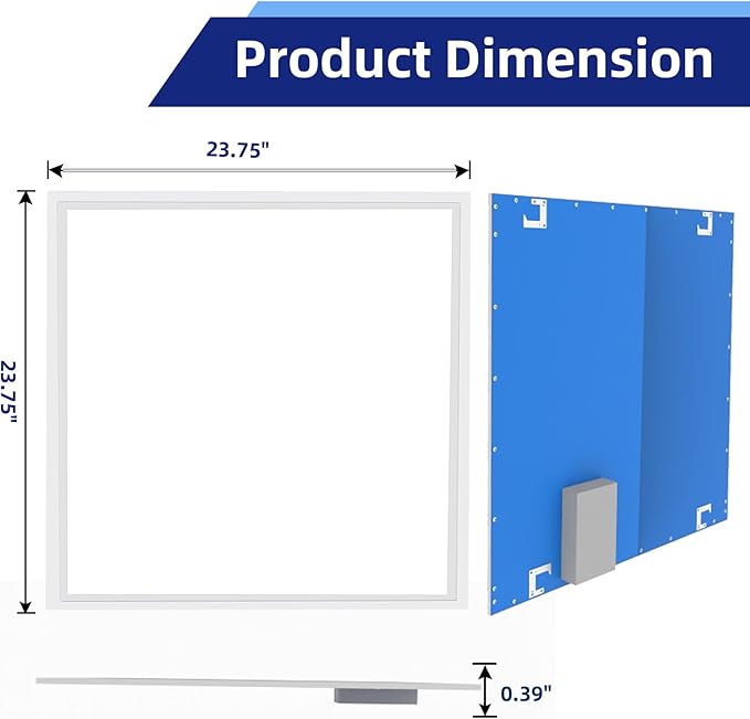 6PCS 2x2 LED Flat Panel Light, 45W 5000K Recessed Edge-Lit 2x2 LED Drop Ceiling Light, 5800lm Lay in Fixture for Office,110-277V, 0-10V Dimmable ETL Listed.