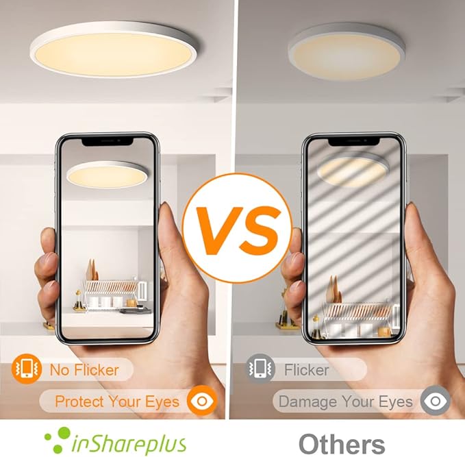 inShareplus 15.7inch LED Ceiling Light, 32W [320W Equiv] Nature White 2800K Flush Mount Ceiling Lights Fixture, 3800LM White Ceiling Lamp for Bedroom, Living Room, Kitchen, Office, Hallway