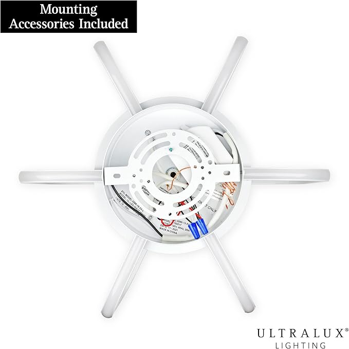 Ultralux 15 inch Modern White Atom Ceiling Light Fixtures, Bright and TRIAC Dimmable, 2050 Lumens 3000K, Integrated LED Light Fixture for Living Room or Kitchen LED Flush Mount Ceiling Light