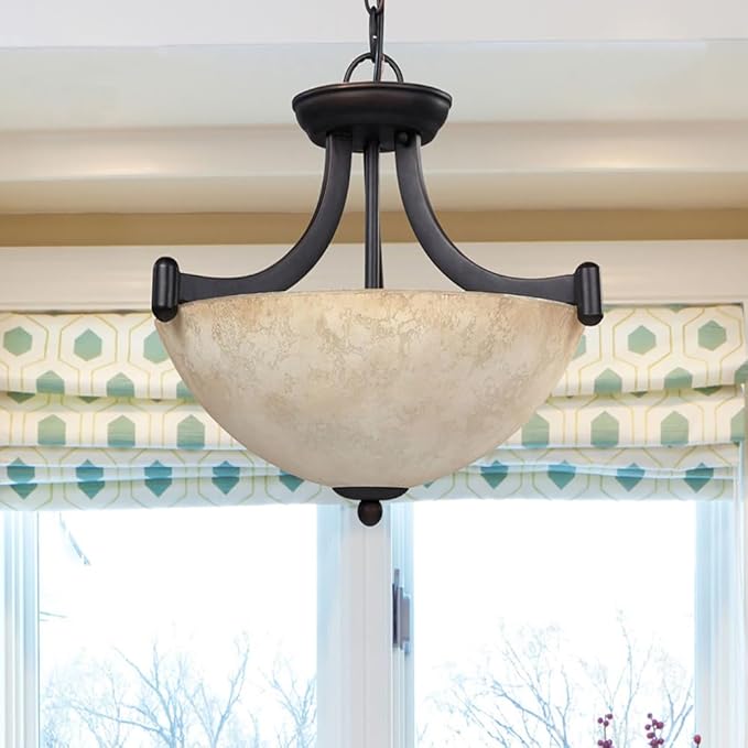 Canarm ICH375A03RA14 3 Light Warren Dual Large Pendant Light Fixture, Bronze