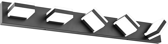 PRESDE 5-Light LED Vanity Light for Bathroom Matte Black Bathroom Light Fixtures Over Mirror Modern Bath Wall Lighting