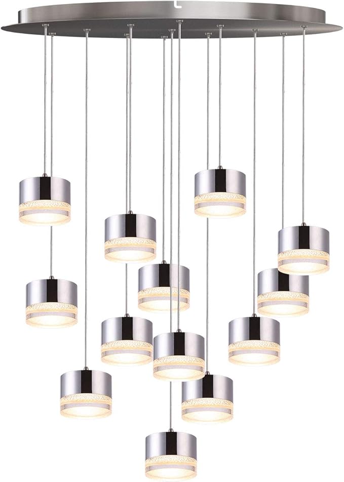 Jupiter 13 Mini Pendant Lighting Nickel - LED Hanging Light Fixture for Kitchen Island, Bar, Foyer - Cluster Pendants - Dimmable, Adjustable Wire, Lamp Bulb Included