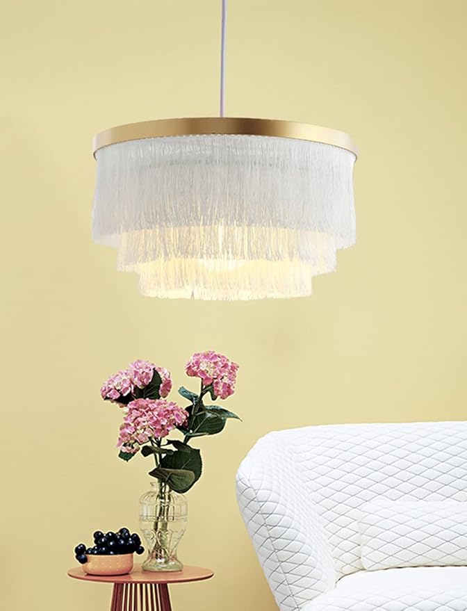 Nordic Romantic Pendant Lighting Tassel Chandeliers Creative Modern Ceiling Lights 3 Tiers in White