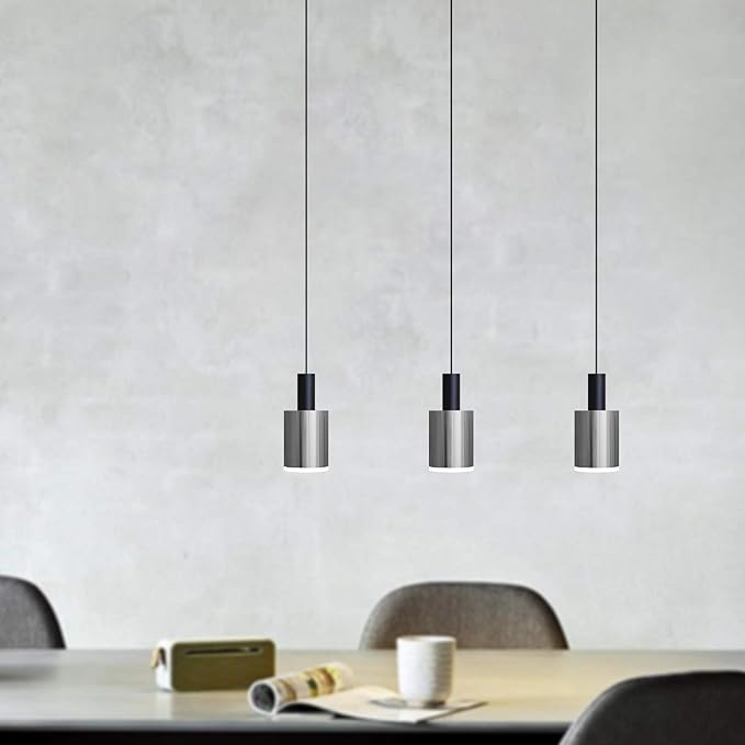 Virgo 3 Mini Pendant Lighting Black-Nickel - LED Hanging Light Fixture for Kitchen Island, Bar, Foyer - Cluster Pendants - Dimmable, Adjustable Wire, Lamp Bulb Included