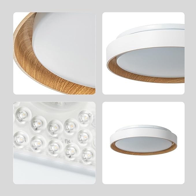 15.94" LED Flush Mount Ceiling Light White and Gold, Low Profile Light Fixture, Dimmable 5CCT 2700K-5000K Modern LED Ceiling Light Fixture for Kitchen, Bedroom, Living Room, Hallway, Hardwired