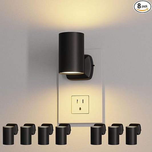 ETL Certified 2700K Night Lights Plug into Wall, Modern Plug in Night Light, Dusk to Dawn Light Sensor Nightlight, Warm White, Adjustable Brightness, Night-Lights for Hallway,Bathroom, 8 Pack