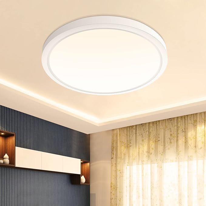 inShareplus 9inch LED Flush Mount Ceiling Light Fixture, 18W [180W Equivalent] Warm White 2800K Ceiling Lights Fixture, 1800LM White Ceiling Lamp for Bedroom, Living Room, Kitchen, Office, Hallway
