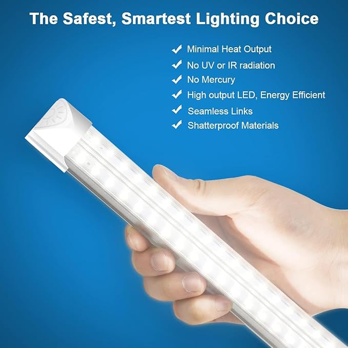 SHOPLED (10-Pack 5FT LED Shop Light, 50W 6000K Cool White Tube Lights, 6500LM V-Shape T8 Linkable Shop Lights for Basement Garage Workshop Warehouse, ETL Listed