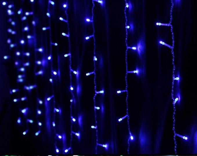 Lainin 3.5M/11ft 96 LED Blue Linkable Fairy Curtain String Light with 8 Modes Functional Controller for Indoor/Outdoor/Party/Wedding/Valentines Day/Christmas Decor