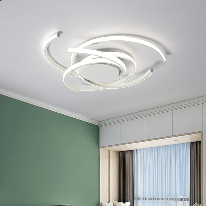 Modern Ceiling Light LED Semi Flush Mount Close to Ceiling Fixture Dimmable with Remote Control White for Living Dining Kids Room Bedroom Kitchen 21"