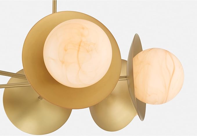 Minka-Lavery 10386-732 Olenne 28" 6-Light Pendant - Legacy Brass with Etched Amber Swirl Glass
