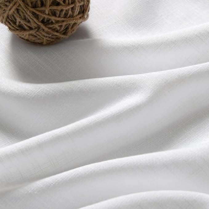 Nanspring Kitchen Curtains Linen 36 Inch Length for Kitchen White Kitchen Window Curtains Over Sink Modern Farmhouse Curtain for Cafe Bathroom Small Window Back Tab and Rod Pocket 34 x 36, 2 Panels