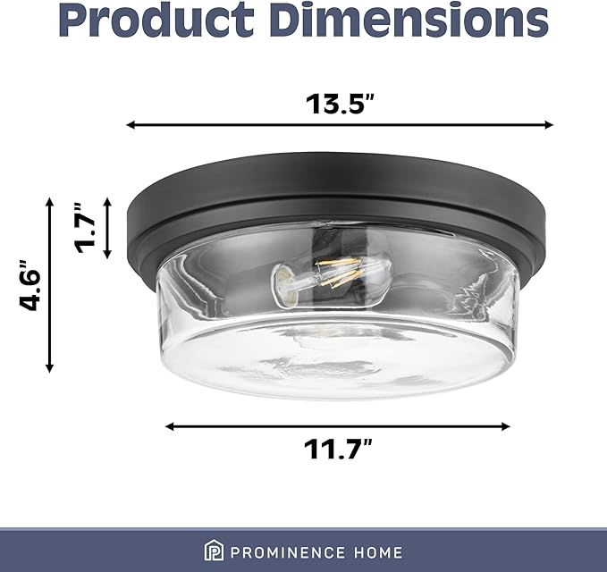 Prominence Home Madalyn 13" Bronze Flush Mount Clear Square Glass Drum Ceiling Light - 51537-01