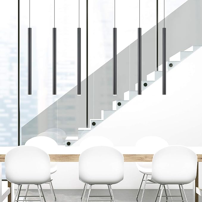 CANALIS 3 Mini Pendant Lighting Black - LED Hanging Light Fixture for Kitchen Island, Bar, Foyer - Cluster Pendants - Dimmable, Adjustable Wire, Lamp Bulb Included