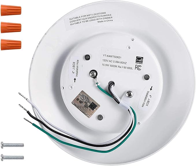 6" LED Ceiling Light Flush Mount Light Fixture | LED Lights |10.5W (85W Equivalent), 120V, 2700K, ETL, Wet Location - 6" Fixture Diameter-4" J-Box (Warm White, 6 Pack)