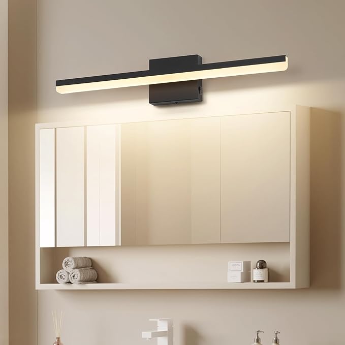 LED Modern Bathroom Vanity Light Fixtures 24 inch Dimmable 5CCT 18W Bathroom Light Over Mirror Black Wall Lighting Fixtures for Mirror 110V AC ETL Certificated