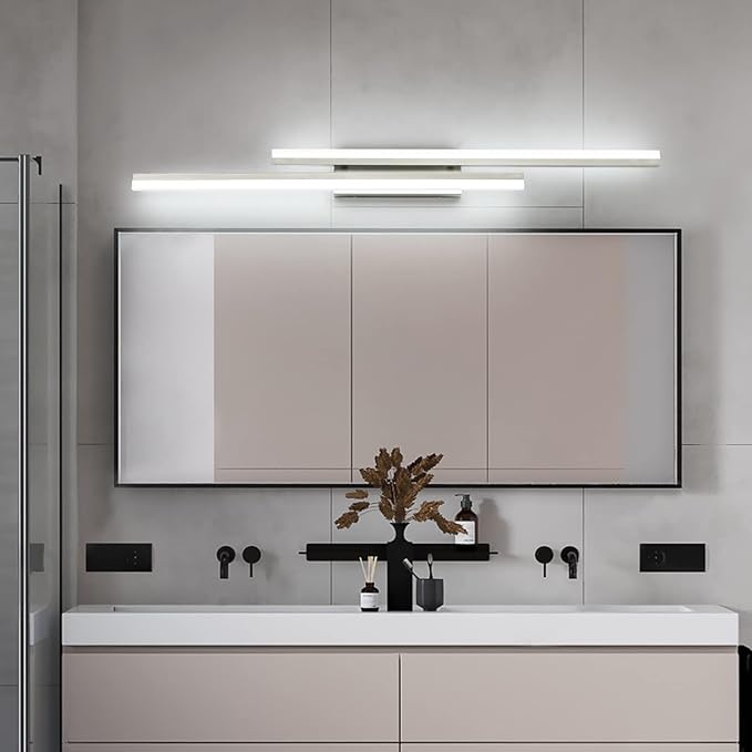 PRESDE 48 Inch Bathroom Light Fixtures Brushed Nickel Vanity Light Bar LED Modern Bath Wall Lighting Over Mirror