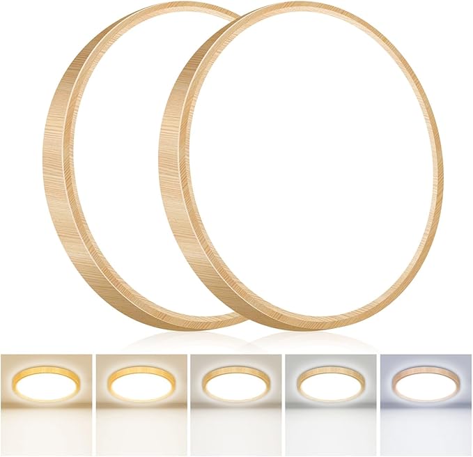 hepside 2PACK Flush Mount LED Ceiling Light Fixture 5CCT 7Inch 15W & 100W Equivalent Closet Light Fixture,Small Round Slim Surface Ceiling Lamp for Hallway,Bathroom,Bedroom,Kitchen,Interior