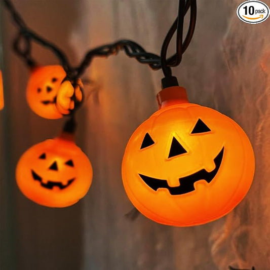 Halloween Decorations Pumpkin String Lights Outdoor, 8.5Ft Halloween Lights with 10 LED Waterproof Orange Jack-O-Lantern, Hanging Pumpkin String Lights UL Listed for Party Porch Home Window Decor