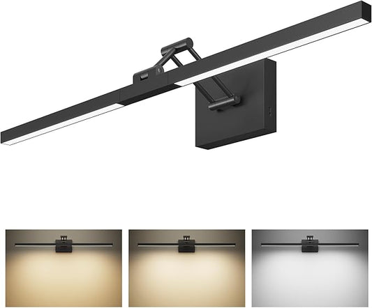 VONLUCE 30" LED Bathroom Vanity Light, 3CCT Modern LED Vanity Lights with 360° Rotatable Head & Swing Arm, 11.4W Bathroom Light Fixture Over Mirror, LED Lights for Bathroom Bedroom, Matte Black