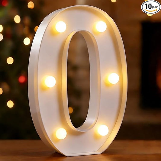 LED Marquee Numbers, Small Light Up Numbers for Party, 8.58 Inch Battery Powered Lighted Number for Birthday, Night Light, Table or Home Decor (Number 0)