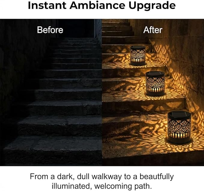 Decorative Solar Mandala Lights, Metal Solar Powered Outdoor Wall Lights Solar Powered Deck Step Stair Lights, Waterproof Mandalas Fence Light for Garden Post Patio Backyard Yard Decor (4, Peony)