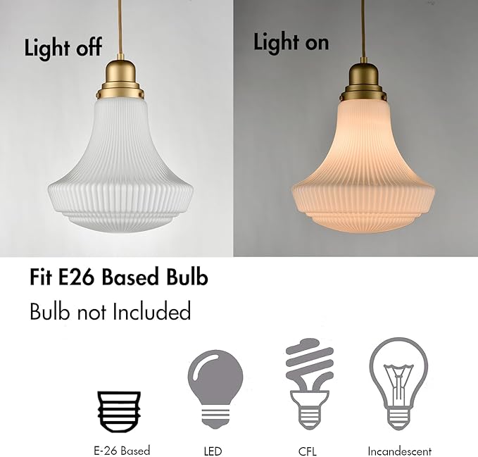 CLAXY Modern Gold Pendant Light Milk Glass Hanging Kitchen Pendant Light Fixture Dimmable- Adjustable Hanging Glass Pendant Lighting for Kitchen Dining Room Bedroom Restaurant