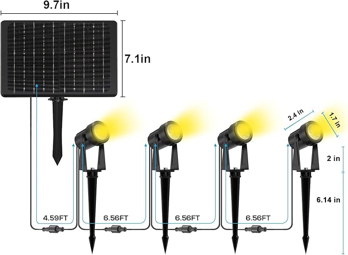 ZYAN Solar Landscape Spotlights, Separate Monocrystalline Panels & USB-C Powered 10800mAh Auto On Off Dusk to Dawn, Outdoor IP65 Waterproof, Warm White for Yard Path Patio (8 Pack)