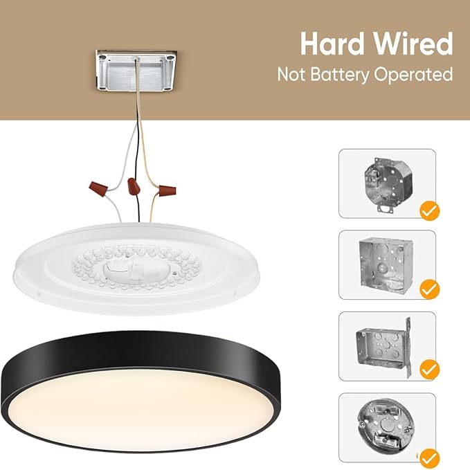 Lightania 18 Inch Flush Mount Ceiling Light with Remote Control & Night Light, 5CCT Dimmable Ceiling Light Fixture, 43W 4300LM 2700K-6500K Adjustable LED Ceiling Lights for Bedroom Kitchen, Black