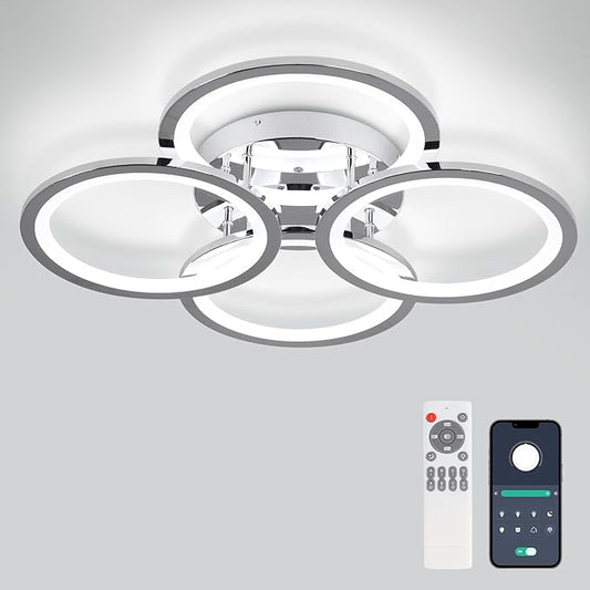 EIDISUNY Modern LED Ceiling Lights for Bedroom, Flush Mount Ceiling Light Fixtures, 45W Ceiling Lights with Remote Control&APP, Close to Ceiling Lamp for Bedroom Living Room Kitchen Office