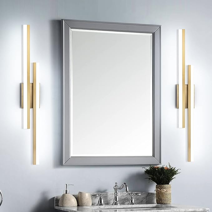PRESDE 32" LED Vanity Light Bar, Modern Brushed Gold Bathroom Light Fixtures Over Mirror
