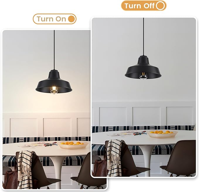 Black Pendant Lights Kitchen Island 2 Pack, 11.8" Farmhouse Kitchen Island Light, Matte Black Industrial Pendant Lighting, Modern Pendant Lights for Kitchen Island Dining Room