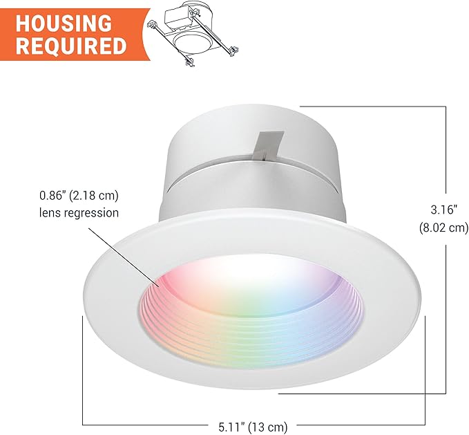 HALO 4" Smart Wi-Fi® Recessed LED Light Powered by WiZ Pro, Dimmable Full Color w/SpaceSense® Motion, Smart Home Ready - RL4069WZRGBWWHR