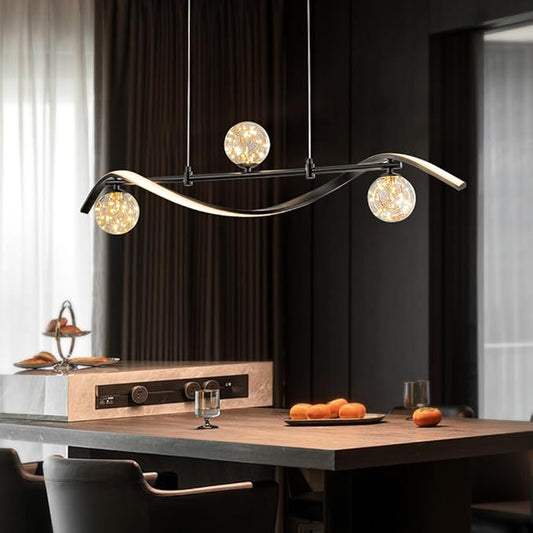 homary 40.2" Dimmable Kitchen Island Lighting, Black 4-Light Dining Room Light Fixture Over Table Linear LED Chandelier Island Lights for Kitchen