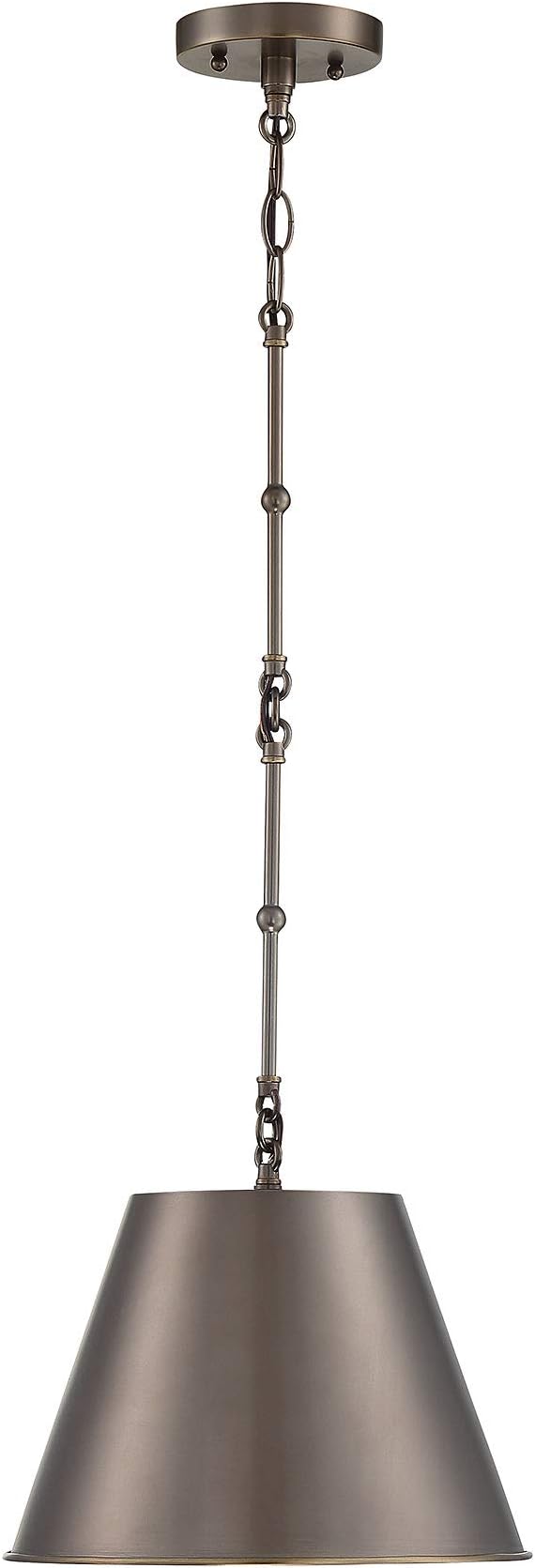 Savoy House 7-132-1-323 Alden Traditional Metal Cone Pendant, 1-Light 60 Watt, 9" H x 12" W, Old Bronze