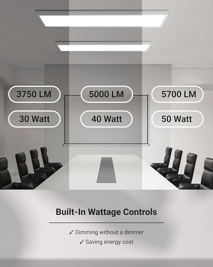 Sunco 12 Pack 1x4 LED Flat Panel Light, Dual Selectable CCT 3500K/4000K/5000K & Selectable Wattage 30W/40W/46W, 5700LM, 0-10V Dimming, Surface Mount, Matte White Drop Ceiling Fixture - ETL, DLC