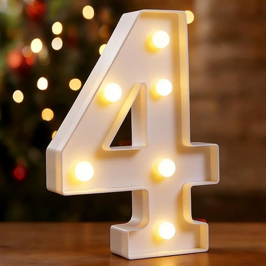 LED Marquee Numbers, Small Light Up Numbers for Party, 8.58 Inch Battery Powered Lighted Number for Birthday, Night Light, Table or Home Decor (Number 4)