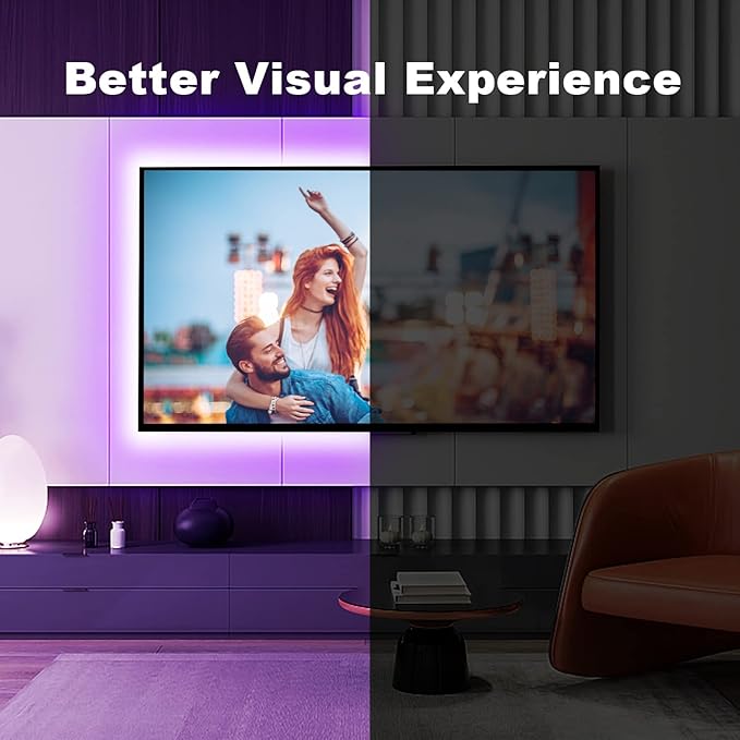 dalattin 15ft Led Lights for TV 50-65 Inch, USB RGB LED Strip Lights TV Backlight with Remote Built-in MIC Music Sync,Led Lights for Bedroom Bluetooth APP Control,HDTV Lighting