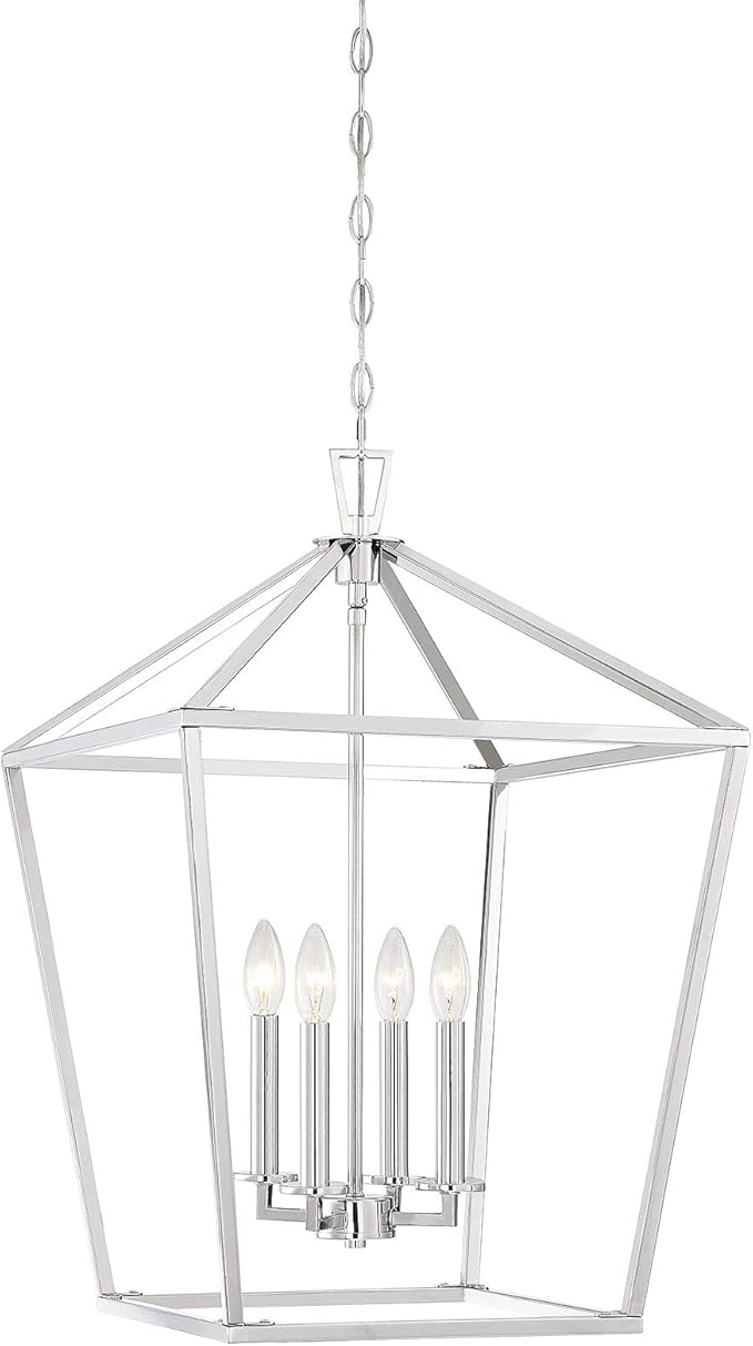 Savoy House 3-421-4-109 Townsend Traditional Open Frame Pendant Light Fixture, 4-Light 240 Total Watts, 26" H x 17" W, Polished Nickel