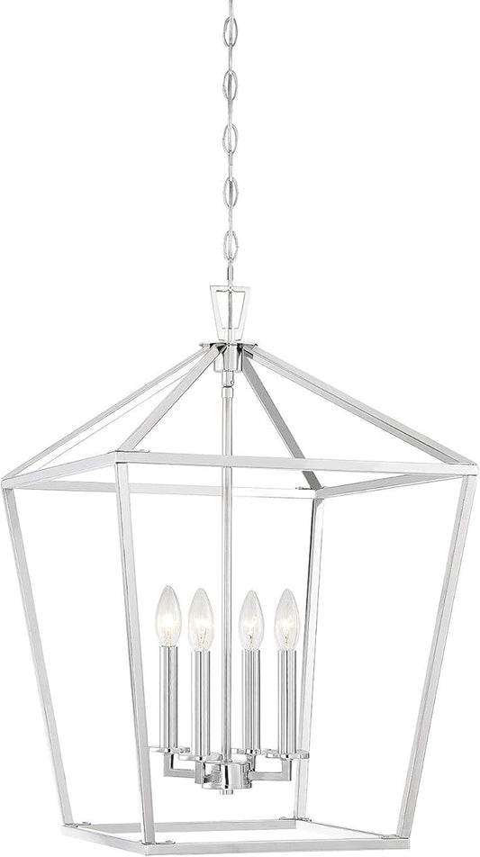 Savoy House 3-421-4-109 Townsend Traditional Open Frame Pendant Light Fixture, 4-Light 240 Total Watts, 26" H x 17" W, Polished Nickel