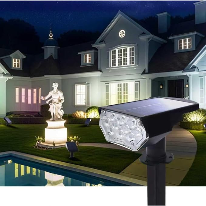 1 Pack Solar Spot Lights Outdoor Waterproof, 20 LEDs Bright Landscape Spotlights Dusk to Dawn, Cool White Adjustable Uplights for Yard Tree House Garden Wall Pathway, IP65