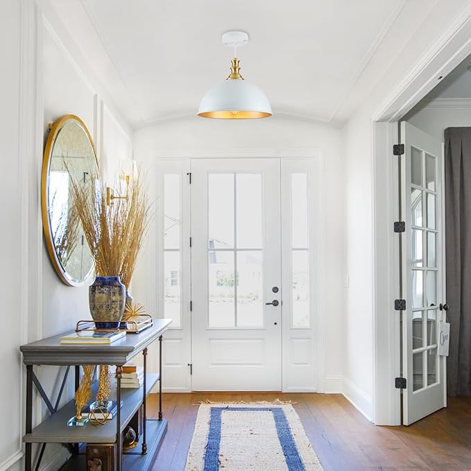 TOULMJ Withe Pendant Lights Kitchen Island 2 Pack Farmhouse Pendant Lighting Over Island Adjustable Hanging Hallway Light Fixtures Vintage Dome Chandelier for Hallway Dining Room Foyer Bedroom