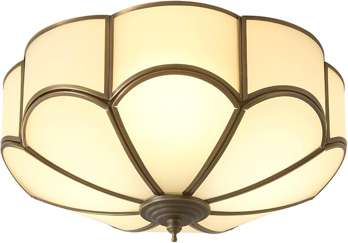 Vintage Black Glass Ceiling Light - Small 11.8 Inch Bronze Mid Century Flush Mount Lighting Fixtures - Art Deco Antique Modern Lamps for Hallway Bedroom Kitchen Entryway Farmhouse Foyer Bathroom Hall