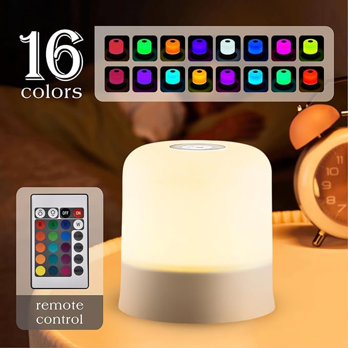 Portable Baby Night Light，Touch Lamp for Bedroom, Rechargeable 2400mAh Small LED Table Lamps, Remote Control, Multi-Color Egg Nightstand Lamp,Breastfeeding, Sleep Aid,