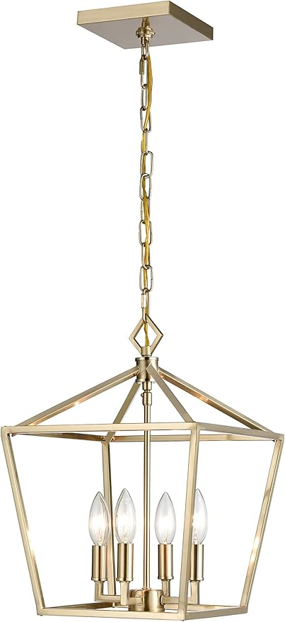 ML Lighting 3234-MG Transitional Four Light Pendant, Champ, Gld Leaf Finish, Modern Gold