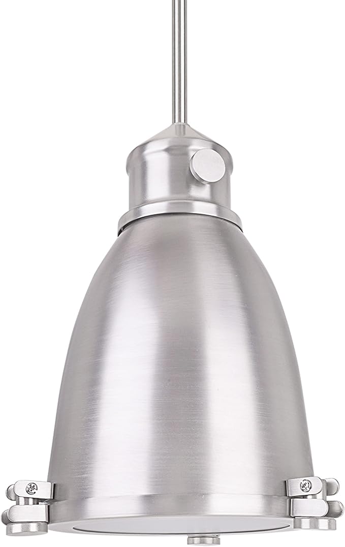 Aspen Creative 61125-11, One-Light Hanging Mini Pendant Ceiling Light, Transitional Design in Satin Nickel Finish, 8" Wide